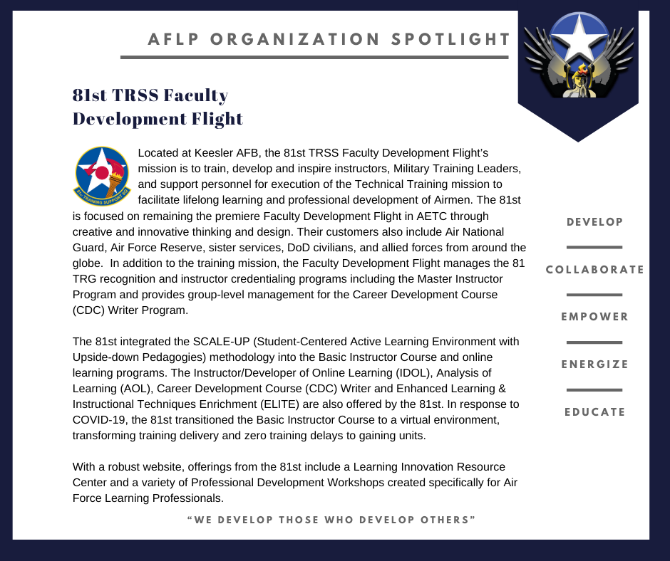 Learning Professionals Organization Spotlight - 81st Training Squadron Faculty Development Flight